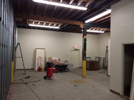 East wall, entry door